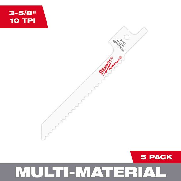3-5/8" 10 TPI SUPER SAWZALL&reg; Blades, 5 Pack image number 0