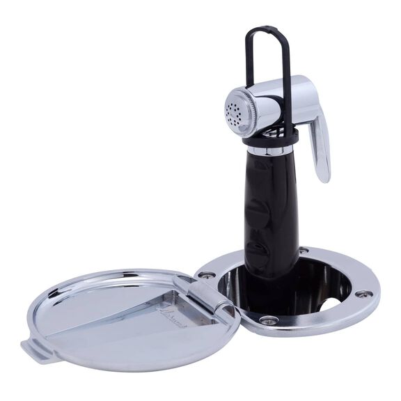 Recessed Shower Chrome Cup & Lid, Hammer-Head Black Sprayer, 6' Black Rubber Hose image number 2