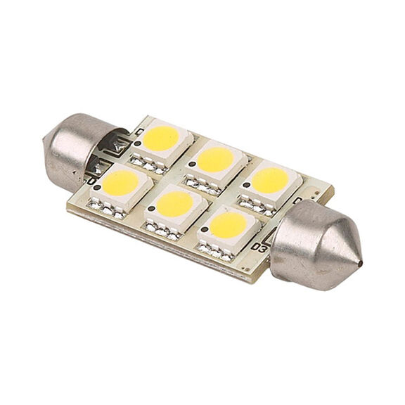 LED Replacement Bulb 37mm Warm White 10 to 30V DC 1.5W 6 LED SV8.5 Festoon image number 0