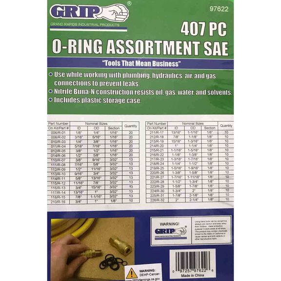 407 Piece O-Ring Set, Assorted Sizes image number 1