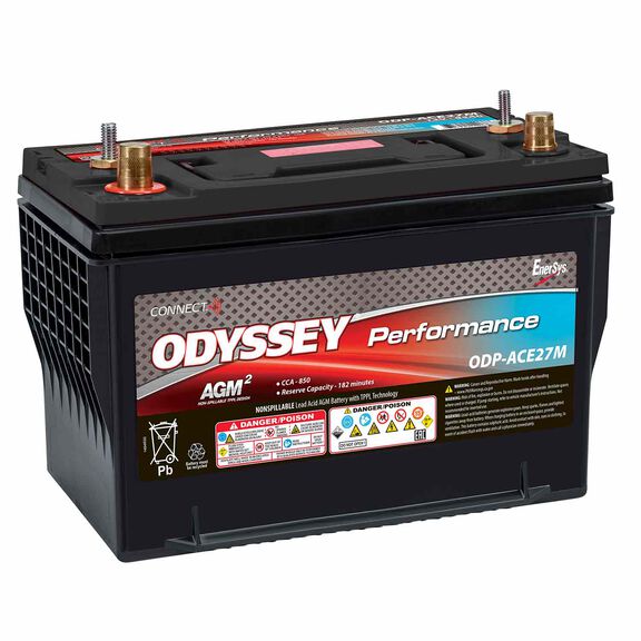 Odyssey Performance Group 27 Dual Purpose Marine AGM Battery with Bluetooth CONNECT Monitoring System, 850 Cold Cranking Amps, 182 Reserve Minutes image number 0