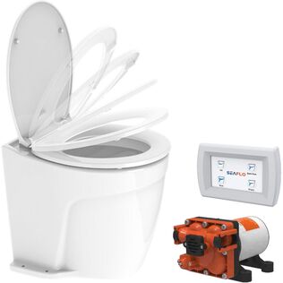 SEAFLO Deluxe Flush Electric Marine Toilet 12V, Ceramic Bowl, Macerator, Smart Panel, Soft Close