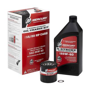 Mercury 8M0081914 SAE 25W-40 4-Stroke Outboard Oil Change Kit for Mercury 15/20hp Carbureted Outboards