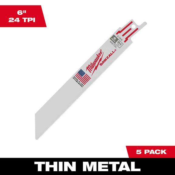 6 in. 24 TPI Thin Kerf SAWZALL&reg; Blades, 5 Pack image number 0