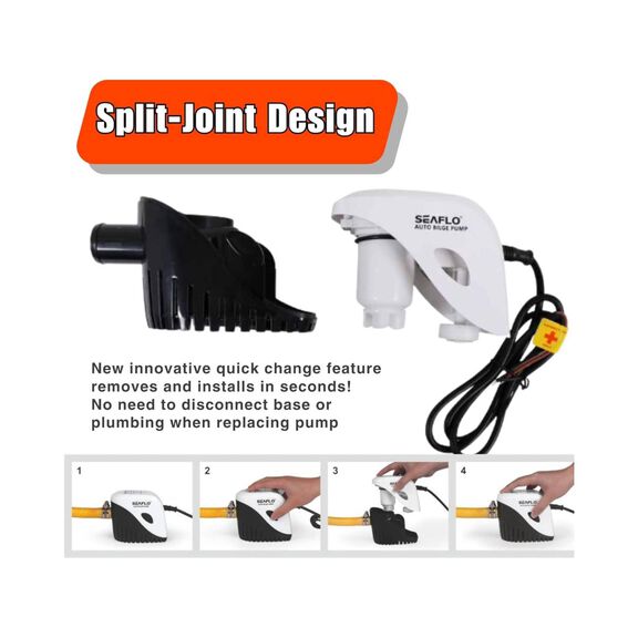 SEAFLO Automatic 1100 GPH Submersible Bilge Water Pump, Auto with Magnetic Float Switch image number 4