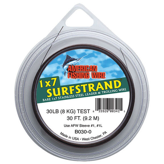 30' Surfstrand Bare Stainless Wire Leader Material, B030-0 image number 0