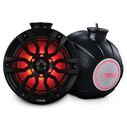 HYDRO 6.5" Short Marine Tower Speakers with Flat and Pole Mount, RGB LED Lights, 300 Watts, Black image number 0