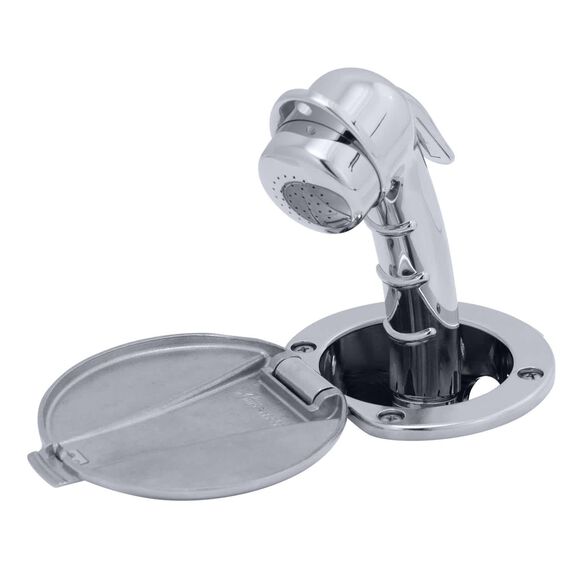 Recessed Shower Chrome Cup with Stainless Steel Lid, Small Chrome Sprayer, 6' Black Rubber Hose image number 2