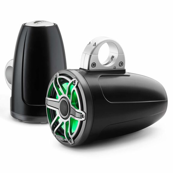 M6-770ETXv3-Sb-S-GmTi-i 7.7" Enclosed Marine Coaxial Speaker System, Satin Black, Gunmetal and Titanium Sport Grille with RGB LED Lighting image number 2