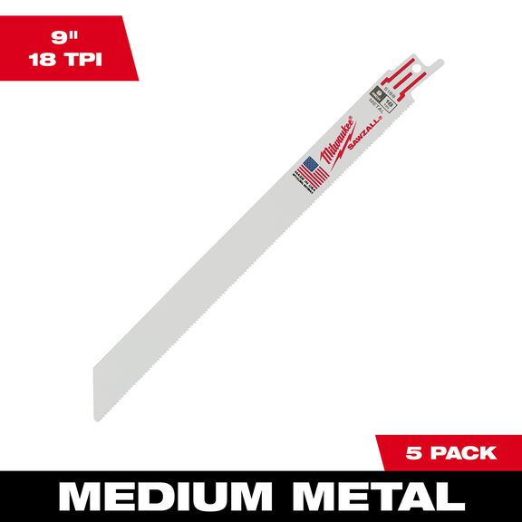 9" 18 TPI Thin Kerf SAWZALL&reg; Blades, 5 Pack image number 0