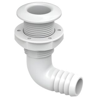 SEAFLO 1-1/4 in Angled Thru Hull Fitting with Check Valve White
