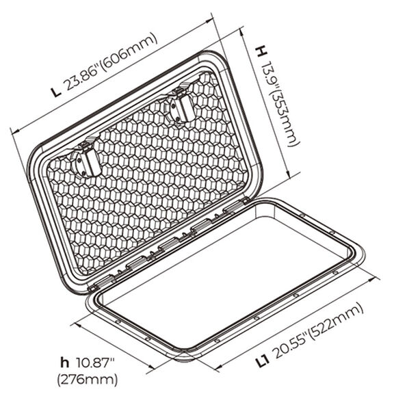 Locking Marine Boat Deck Rectangular Access Hatch - 13.9" x 23.86" (353mm x 606mm) image number 6