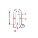 Stainless Steel High-Resistance Long "D" Shackle with 1/4" Pin image number 1