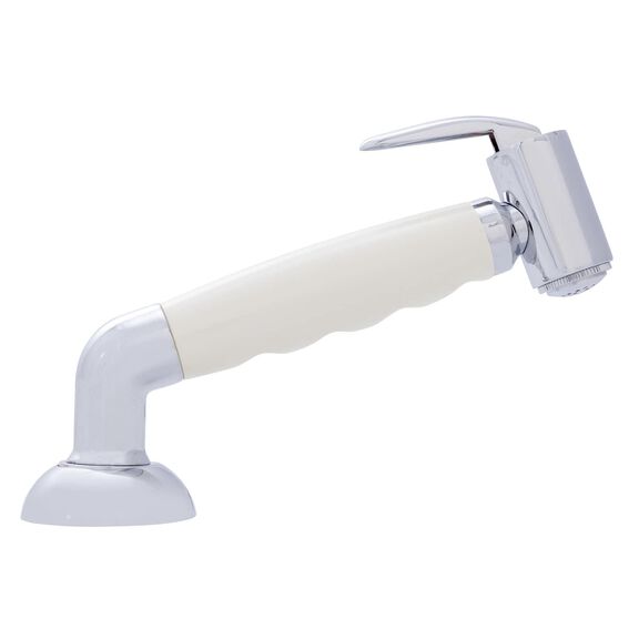 Deck-Mount Sprayer Hammer-Head Warm White Sprayer w/Elbow, 10' White Rubber Hose, Elite Holder image number 2
