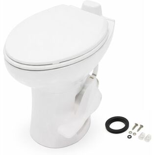 SEAFLO Porcelain RV Toilet Elongated Bowl 19in Residential Height Gravity Foot Pedal Soft Close