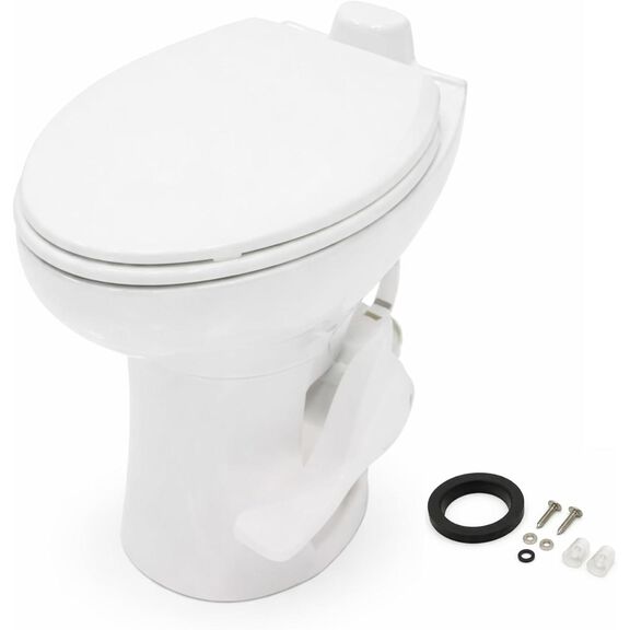 SEAFLO Porcelain RV Toilet Elongated Bowl 19in Residential Height Gravity Foot Pedal Soft Close image number 0