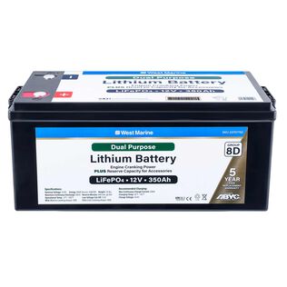 Group 8D Lithium Iron Phosphate Dual Purpose Battery, 12V 350Ah, ABYC Certified