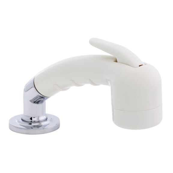 Deck-Mount Sprayer Small Warm White Sprayer No Hook w/Elbow, 10' White Rubber Hose, Low Profile Holder image number 0