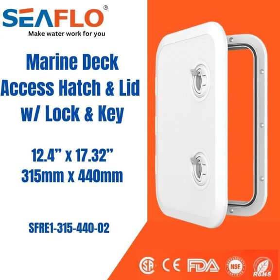 SEAFLO 17.32" x 12.4" White Locking Rectangular Deck Access Hatch image number 4