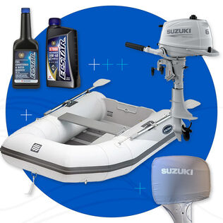 West Marine RU-3 Hypalon Inflatable Boat & Suzuki White 6 HP Outboard Bundle