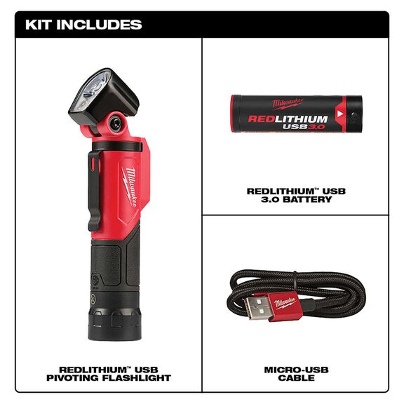 USB Rechargeable Pivoting LED Flashlight image number 1