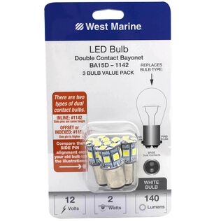 Double Contact Bayonet BA15D-1142 LED Bulbs, 3-Pack