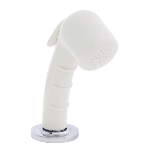 Deck-Mount Sprayer Small Warm White Sprayer No Hook, 10' White Rubber Hose, Low Profile Holder image number 0