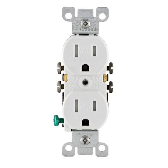 15 Amp 125 Volt 5-15R, 2 Pole, 3 Wire, Straight Blade, Duplex Receptacle, Grounding, Quickwire Push-In & Side, Weather and Tamper-Resistant image number 0