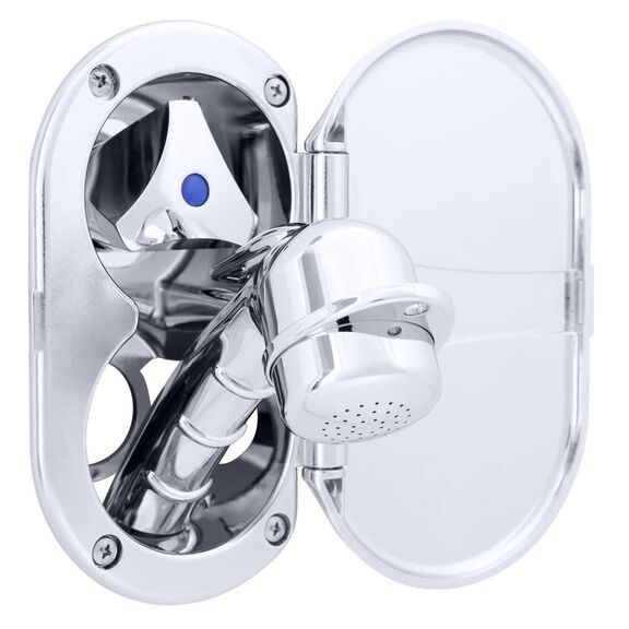 Trinidad Transom Shower Cold Only, Chrome Cup & Lid, Small Chrome Sprayer, 6' Stainless Steel Hose, Chrome Trinidad Handle image number 2