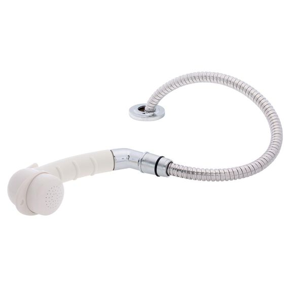 Deck-Mount Sprayer Small Warm White Sprayer w/Elbow, 6' Stainless Steel Hose, Low Profile Holder image number 1