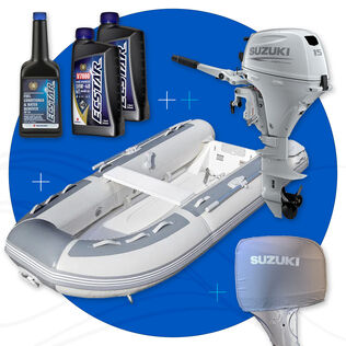West Marine RIB 310 PVC Inflatable Boat and Suzuki White 15 HP Outboard Bundle