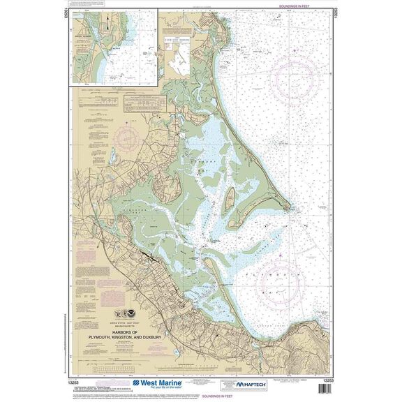 Maptech&reg; NOAA Recreational Waterproof Chart-Harbors of Plymouth, Kingston and Duxbury;  Green Harbor, 13253 image number 0