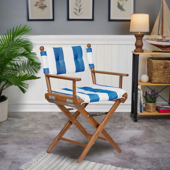 Premium Grade Teak Newport Folding Director's Chair with Cabana Regatta Sunbrella&reg; Fabric Seat Cushions image number 5