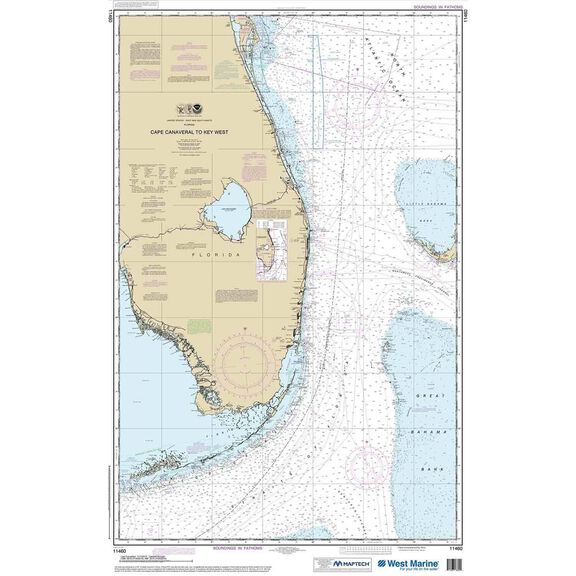 11460, Maptech&reg; NOAA Recreational Waterproof Chart-Cape Canaveral to Key West image number 0