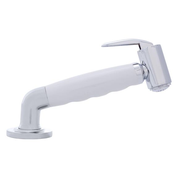 Deck-Mount Sprayer Hammer-Head Arctic White Sprayer w/Elbow, 10' White Rubber Hose, Low Profile Holder image number 2