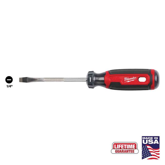 1/4" Slotted 4" Cushion Grip Screwdriver (USA) image number 0