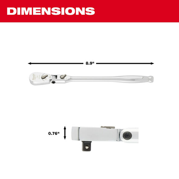 1/4" Drive 9" Flex Head Ratchet image number 2