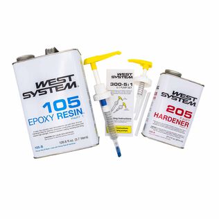 WEST SYSTEM 105-B Epoxy Resin Bundle with 205-B Fast Epoxy Hardener And 300 Mini Pumps Epoxy Metering 2-Pack Pump Set (3 Items)