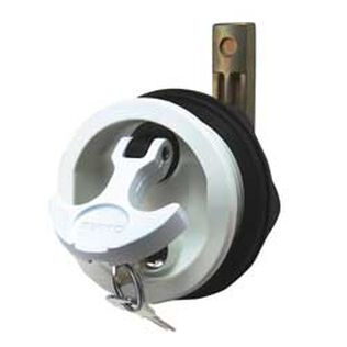 Surface Mount Lock & Latch For Smooth and Carpeted Surfaces with Extra Long Offset Cam Bar, White