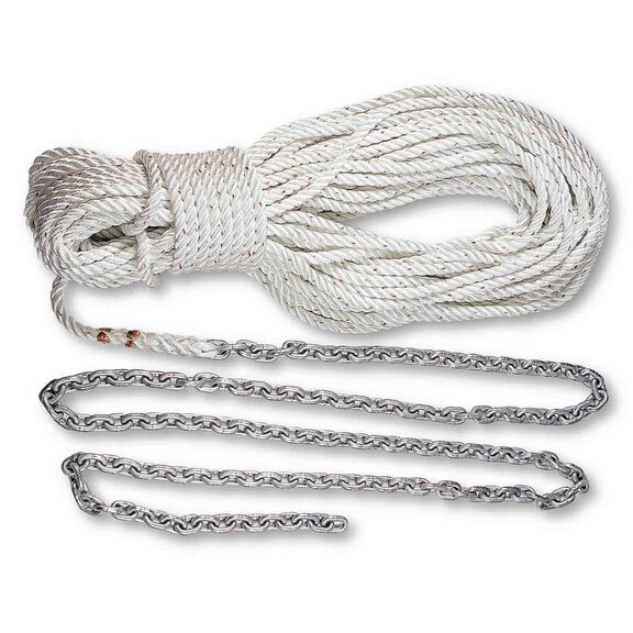 Pre-Spliced Anchor Rode, 10' of 1/4" Chain, 150' of 1/2" Three-Strand Line image number 0