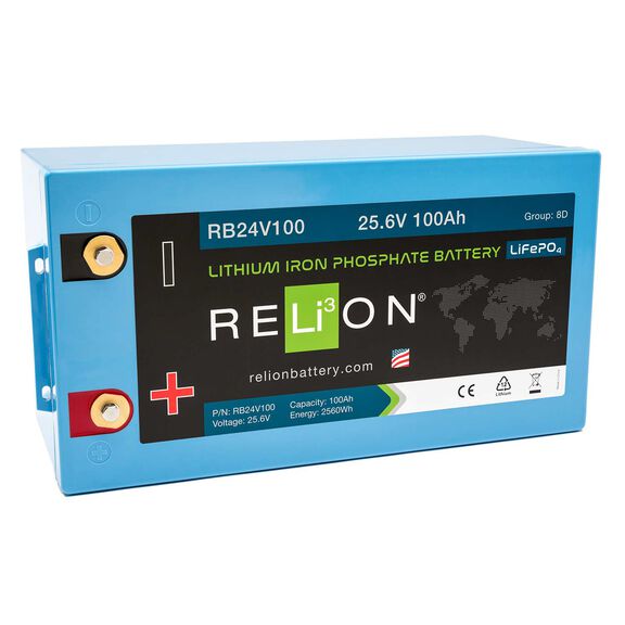 Group 8D RB24V100 Lithium Iron Phosphate Deep Cycle Battery, 24V, 100Ah image number 0