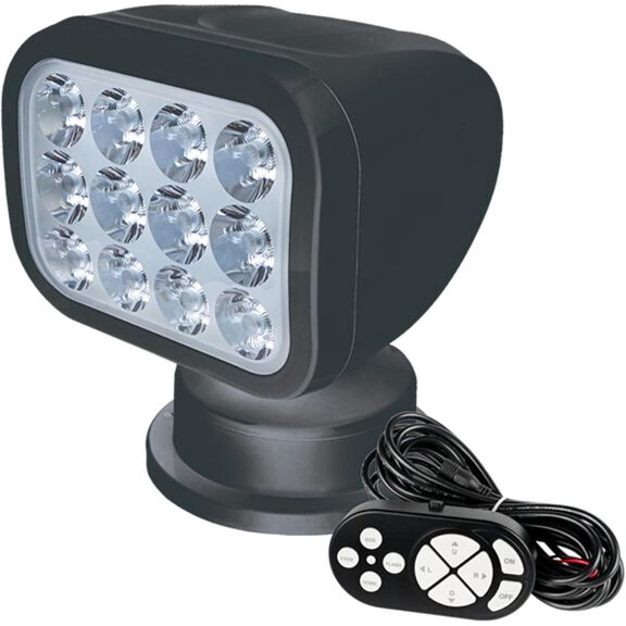 SEAFLO 360&deg; Rotating Remote Control LED Searchlight, 10-30V DC, 2700 Lumens, Wired Remote, Black image number 0