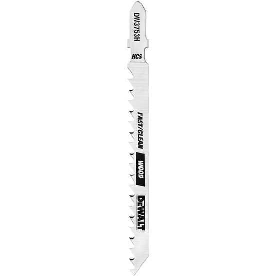 DEWALT 4" 6 Tpi Fast Clean Cut Wood High Carbon Steel T-Shank Jig Saw Blade, 5-Pack image number 0
