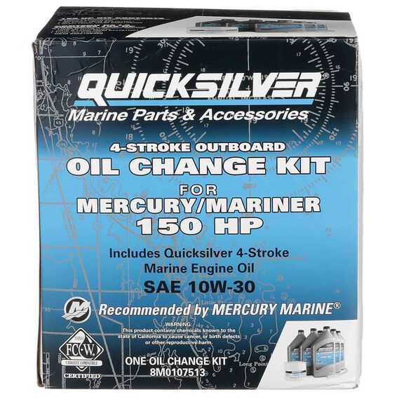 10W-30 Oil Change Kit for 4-stroke 150hp Mercury and Mariner Outboards image number 1