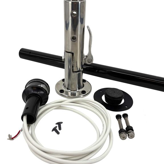 12" Manually Folding Light Post with 316 Stainless Steel Base & LTBLED12C5 Navigation Light - White image number 6