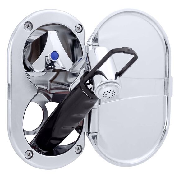 Trinidad Transom Shower Cold Only, Chrome Cup & Lid, Hammer-Head Black Sprayer, 6' Stainless Steel Hose, Chrome Trinidad Handle image number 2