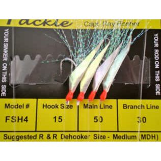 Sabiki Rig- 4 Hooks #15, RAINBOW FLASH WHITE/RED HEAD