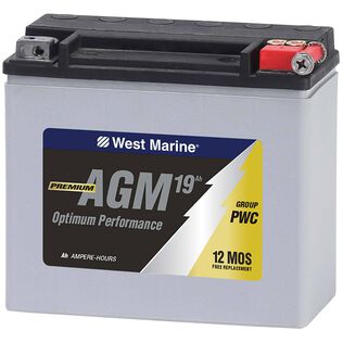 Personal Watercraft AGM Battery for Jet Skis, 19 Amp Hours, 325 Cold Cranking Amps, 385 Marine Cranking Amps, 34 Reserve Minutes