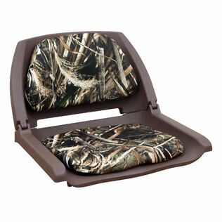 8WD139CLS-B-733 Molded Fishing Boat Seat with Cordura Camo Cushion Pads, Brown Shell / Realtree Max 5