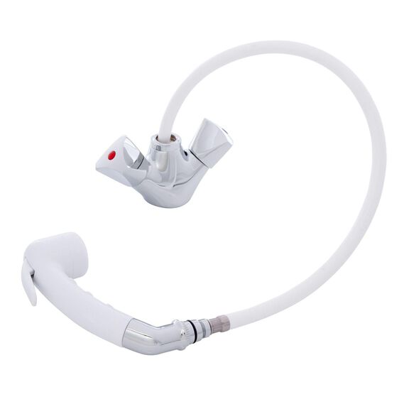 Trinidad Head/Shower Combo Faucet Small Sprayer 6' Rubber Hose Chrome/Arctic White image number 4